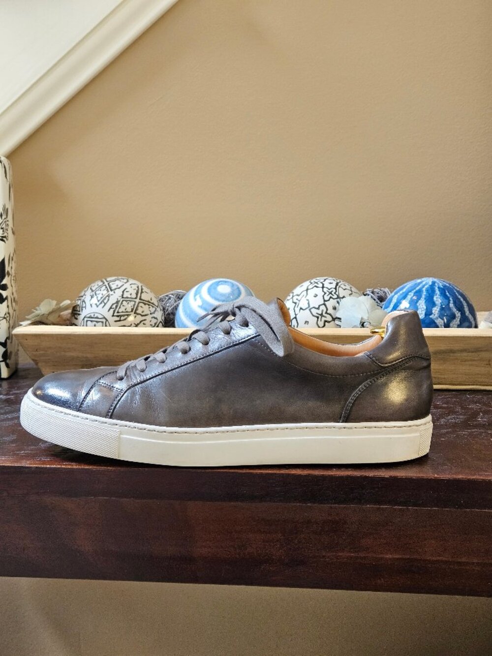 Magnanni Men's Leather Sneakers, Gray, Sz 13 - Picture 9 of 16